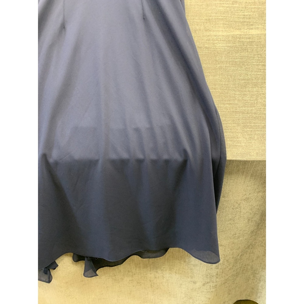 R&M Richards 2 Pieces Set Dress Womens 16 Navy Beaded Side Slit Sleeveless - Picture 10 of 10